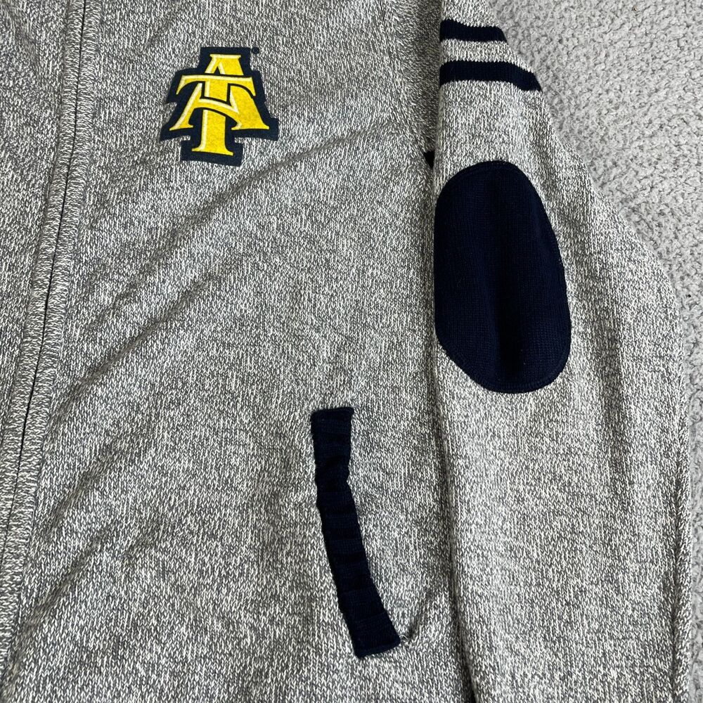 NORTH CAROLINA AT&T State University Aggies Sweater Men L Cardigan Elbow Patch - Picture 2 of 12